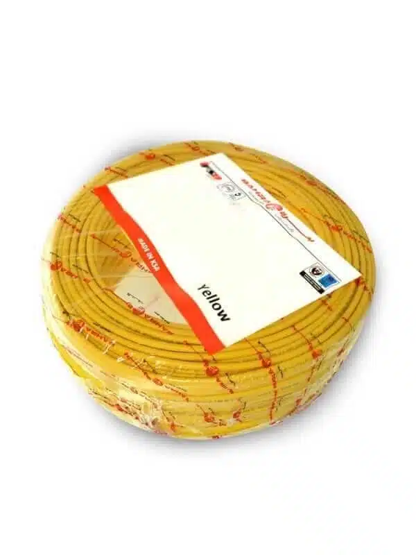 سلك نحاس من بحرة - طول اللفة 500 قدم - 450 750 فولت - AWG THNN-AWG12 PVC - اصفر سلك نحاس اصفر عالي الجودة للتمديدات الكهربائية - العليان